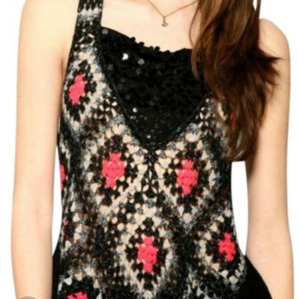 Free People crochet and sequin tank